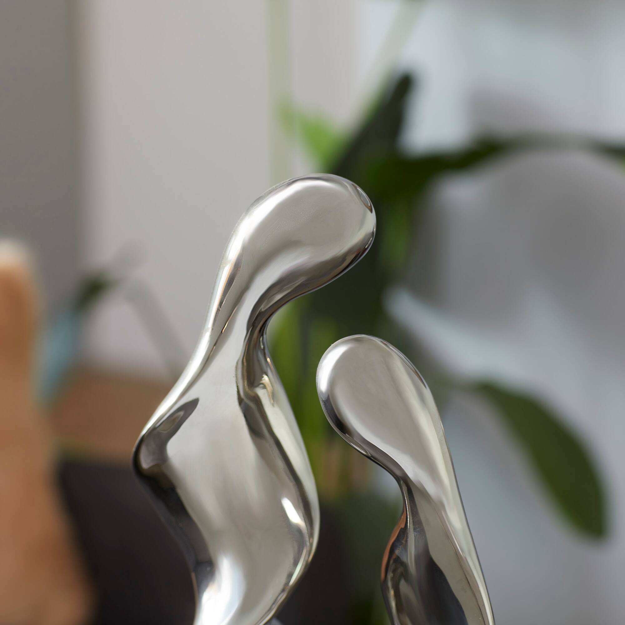 27" Silver Ceramic Modern Abstract Sculpture